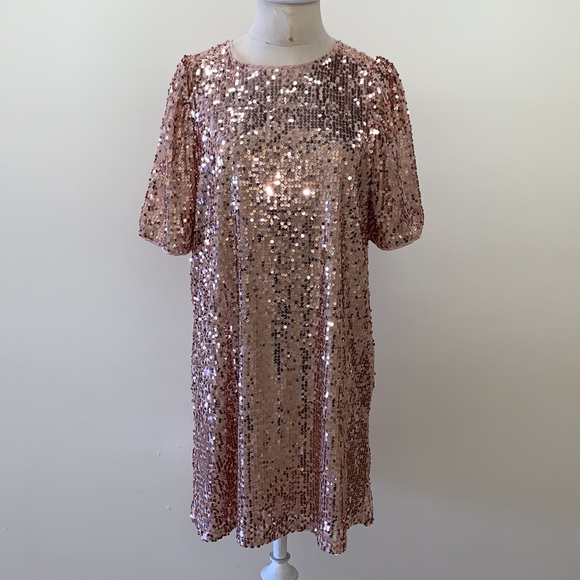 NWT Rose Gold Sequin Dress - Picture 4 of 7